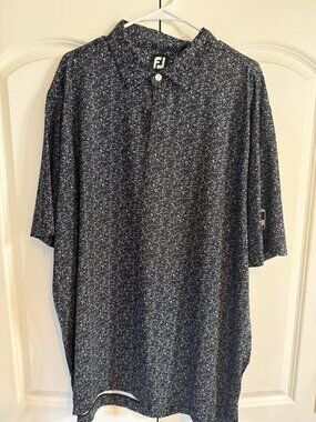 FJ  Footjoy black white polo black white golf shirt Okatie Golf Course  Sz 2XL